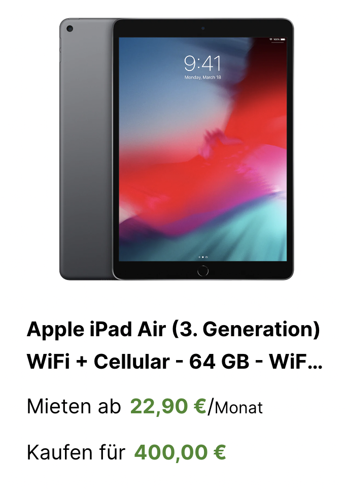 Apple iPad Air (3. Gerneration)  64 GB - WiFi + Cellular